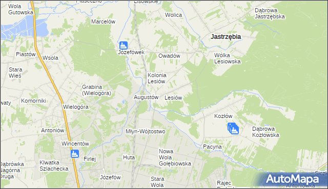 mapa Lesiów, Lesiów na mapie Targeo