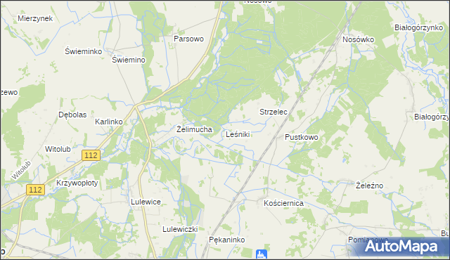 mapa Leśniki gmina Białogard, Leśniki gmina Białogard na mapie Targeo