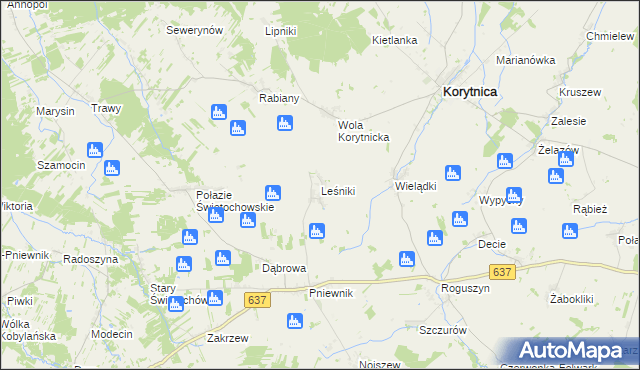 mapa Leśniki gmina Korytnica, Leśniki gmina Korytnica na mapie Targeo