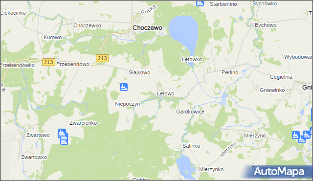 mapa Łętowo gmina Choczewo, Łętowo gmina Choczewo na mapie Targeo