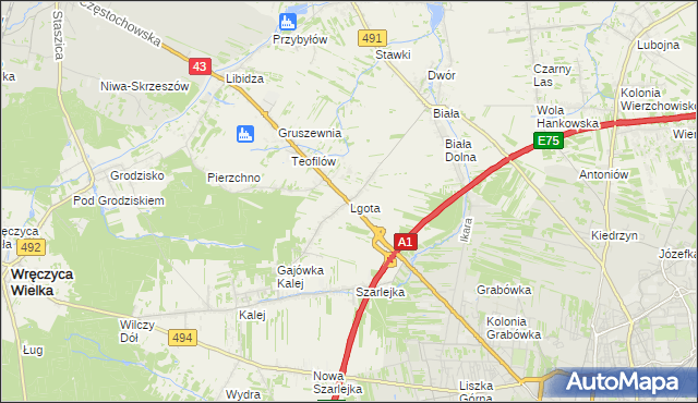 mapa Lgota gmina Kłobuck, Lgota gmina Kłobuck na mapie Targeo