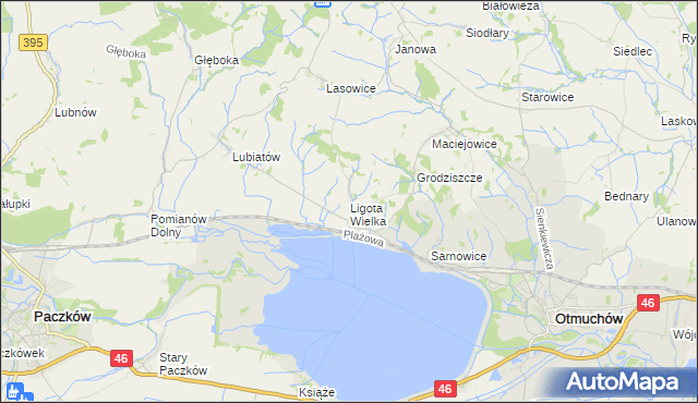 mapa Ligota Wielka gmina Otmuchów, Ligota Wielka gmina Otmuchów na mapie Targeo