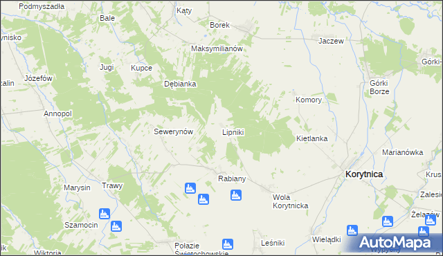 mapa Lipniki gmina Korytnica, Lipniki gmina Korytnica na mapie Targeo