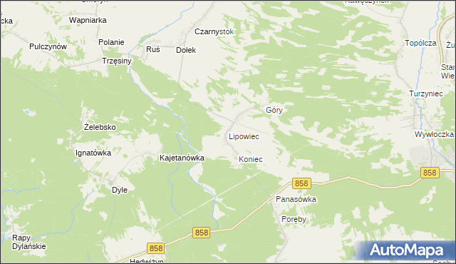 mapa Lipowiec gmina Tereszpol, Lipowiec gmina Tereszpol na mapie Targeo