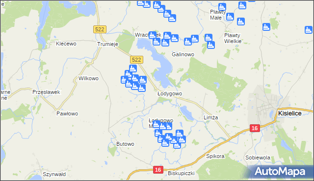 mapa Łodygowo gmina Kisielice, Łodygowo gmina Kisielice na mapie Targeo