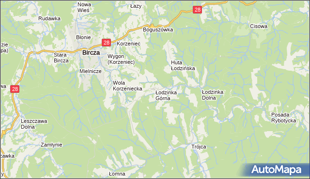 mapa Łodzinka Górna, Łodzinka Górna na mapie Targeo
