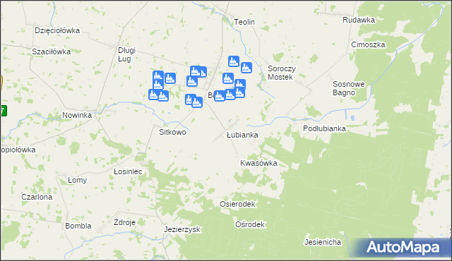 mapa Łubianka gmina Janów, Łubianka gmina Janów na mapie Targeo