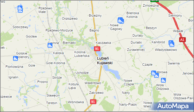 mapa Lubień Kujawski, Lubień Kujawski na mapie Targeo