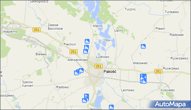 mapa Ludkowo gmina Pakość, Ludkowo gmina Pakość na mapie Targeo
