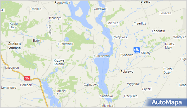 mapa Łuszczewo gmina Skulsk, Łuszczewo gmina Skulsk na mapie Targeo