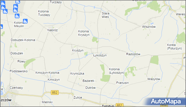 mapa Łykoszyn, Łykoszyn na mapie Targeo