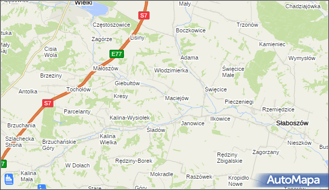 mapa Maciejów gmina Słaboszów, Maciejów gmina Słaboszów na mapie Targeo