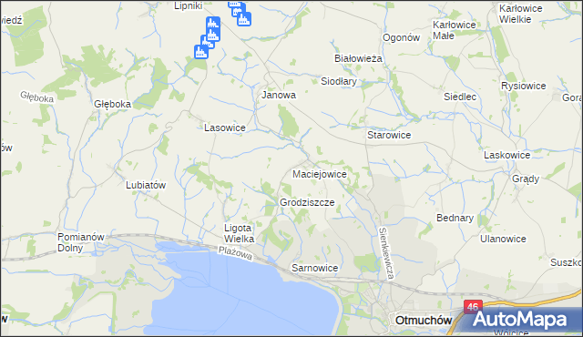 mapa Maciejowice gmina Otmuchów, Maciejowice gmina Otmuchów na mapie Targeo