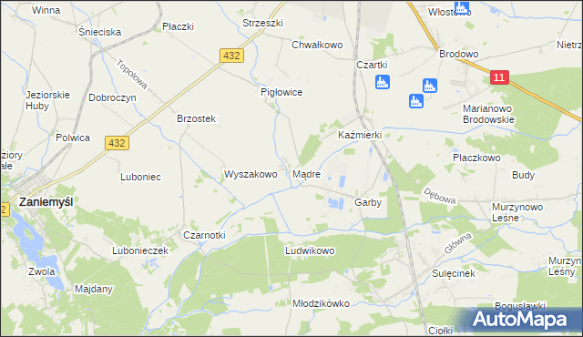 mapa Mądre, Mądre na mapie Targeo