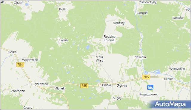 mapa Mała Wieś gmina Żytno, Mała Wieś gmina Żytno na mapie Targeo