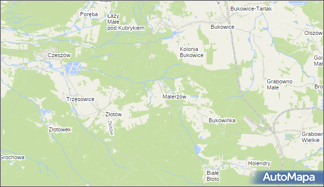 mapa Malerzów, Malerzów na mapie Targeo