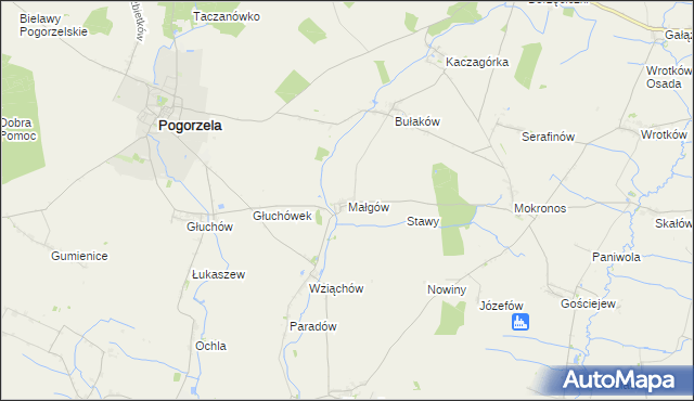 mapa Małgów gmina Pogorzela, Małgów gmina Pogorzela na mapie Targeo