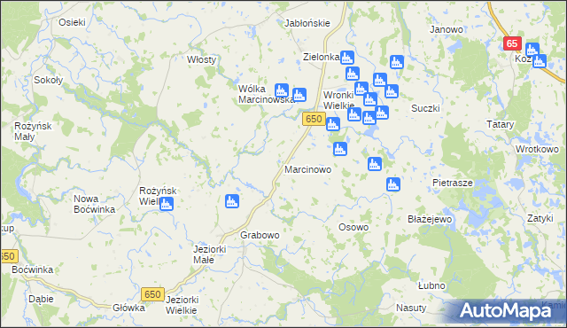 mapa Marcinowo gmina Gołdap, Marcinowo gmina Gołdap na mapie Targeo