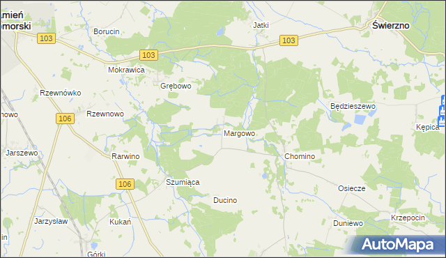 mapa Margowo, Margowo na mapie Targeo