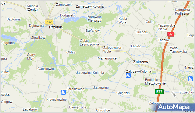 mapa Marianowice, Marianowice na mapie Targeo