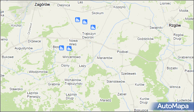 mapa Mariantów gmina Zagórów, Mariantów gmina Zagórów na mapie Targeo