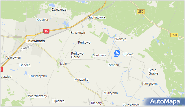 mapa Markowo gmina Gniewkowo, Markowo gmina Gniewkowo na mapie Targeo