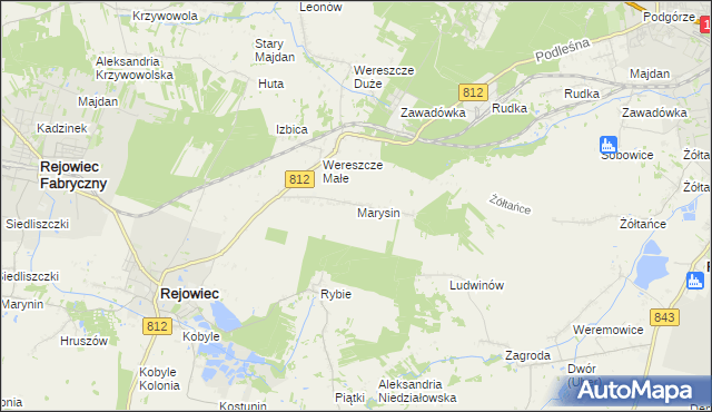 mapa Marysin gmina Rejowiec, Marysin gmina Rejowiec na mapie Targeo