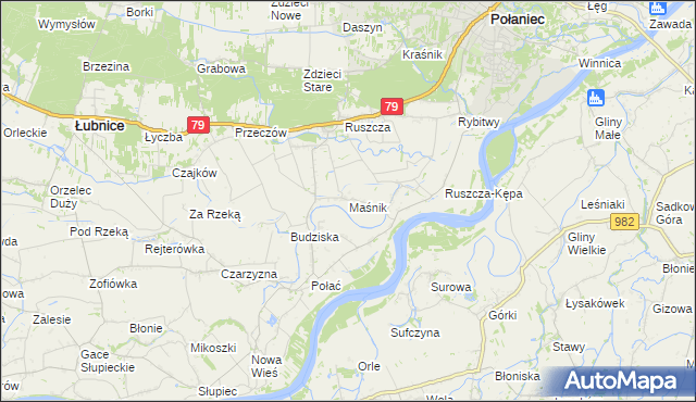 mapa Maśnik, Maśnik na mapie Targeo