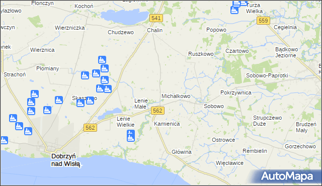 mapa Michałkowo gmina Dobrzyń nad Wisłą, Michałkowo gmina Dobrzyń nad Wisłą na mapie Targeo