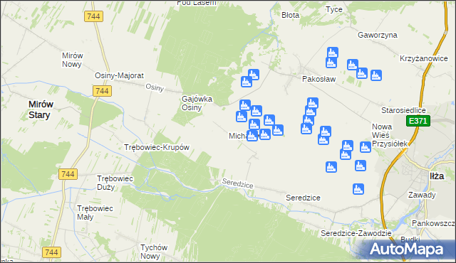 mapa Michałów gmina Iłża, Michałów gmina Iłża na mapie Targeo