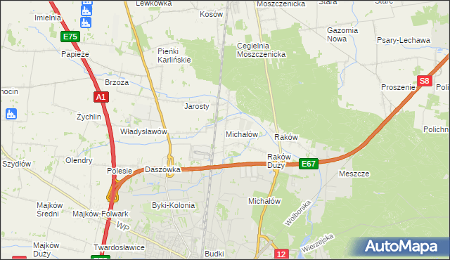 mapa Michałów gmina Moszczenica, Michałów gmina Moszczenica na mapie Targeo