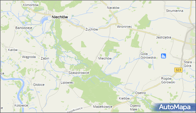 mapa Miechów gmina Niechlów, Miechów gmina Niechlów na mapie Targeo