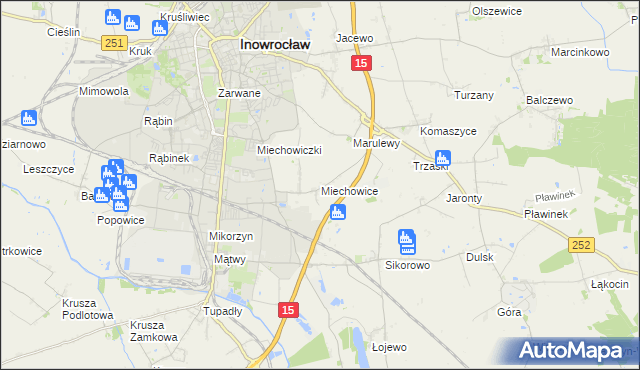 mapa Miechowice gmina Inowrocław, Miechowice gmina Inowrocław na mapie Targeo