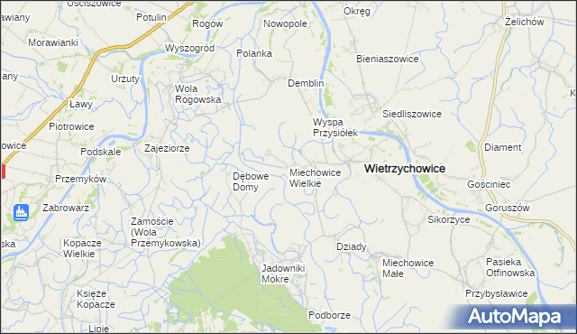 mapa Miechowice Wielkie, Miechowice Wielkie na mapie Targeo