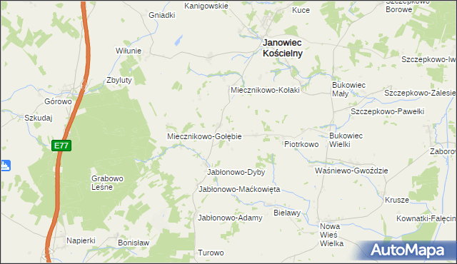 mapa Miecznikowo-Sowy, Miecznikowo-Sowy na mapie Targeo