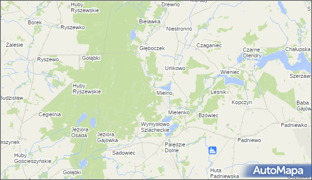 mapa Mielno gmina Mogilno, Mielno gmina Mogilno na mapie Targeo
