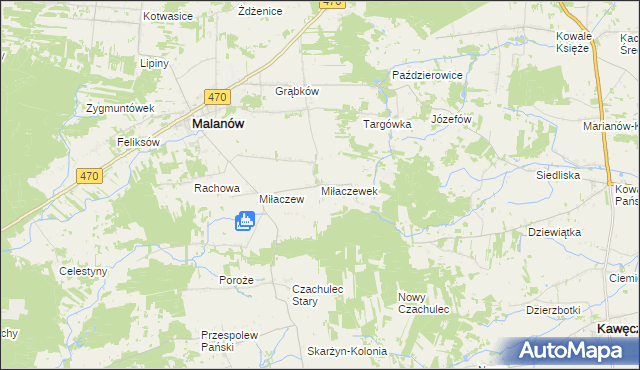 mapa Miłaczewek, Miłaczewek na mapie Targeo