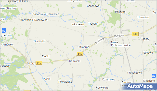 mapa Miłodróż, Miłodróż na mapie Targeo