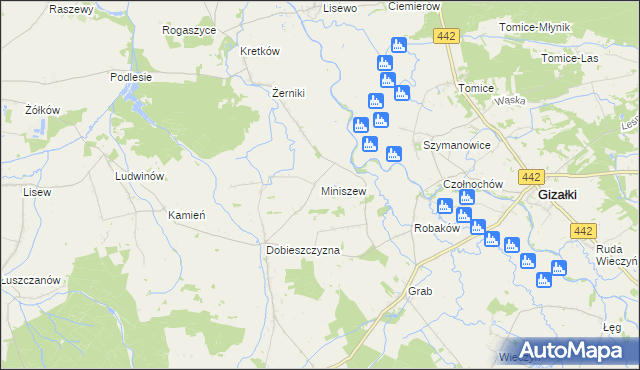 mapa Miniszew, Miniszew na mapie Targeo