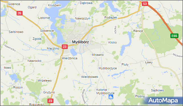 mapa Mirawno, Mirawno na mapie Targeo