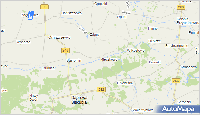 mapa Mleczkowo gmina Dąbrowa Biskupia, Mleczkowo gmina Dąbrowa Biskupia na mapie Targeo