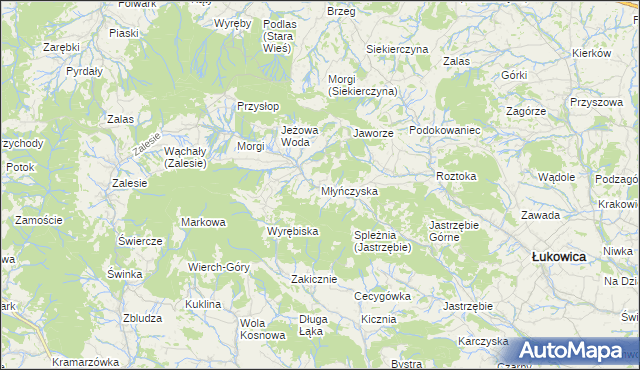 mapa Młyńczyska, Młyńczyska na mapie Targeo