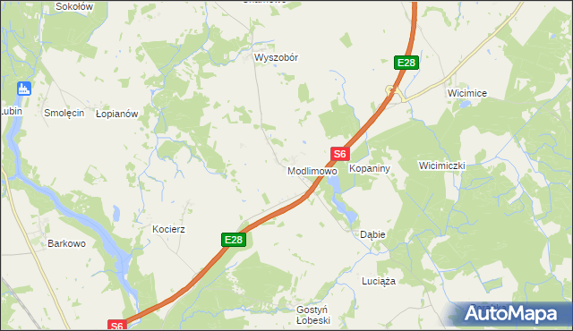 mapa Modlimowo gmina Płoty, Modlimowo gmina Płoty na mapie Targeo