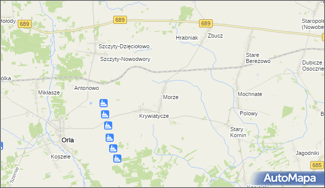 mapa Morze gmina Czyże, Morze gmina Czyże na mapie Targeo