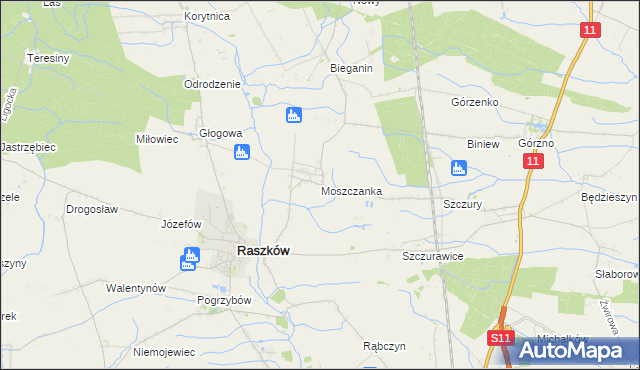 mapa Moszczanka gmina Raszków, Moszczanka gmina Raszków na mapie Targeo