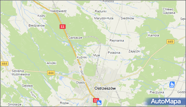 mapa Myje, Myje na mapie Targeo