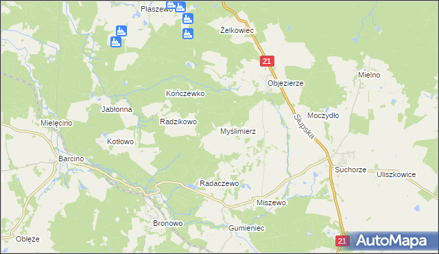 mapa Myślimierz, Myślimierz na mapie Targeo