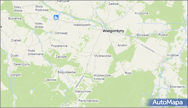 mapa Myśliwczów, Myśliwczów na mapie Targeo