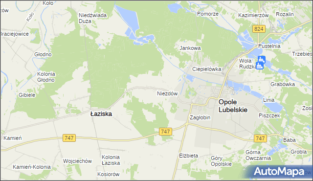 mapa Niezdów gmina Opole Lubelskie, Niezdów gmina Opole Lubelskie na mapie Targeo