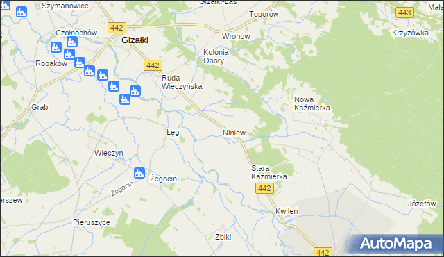 mapa Niniew, Niniew na mapie Targeo